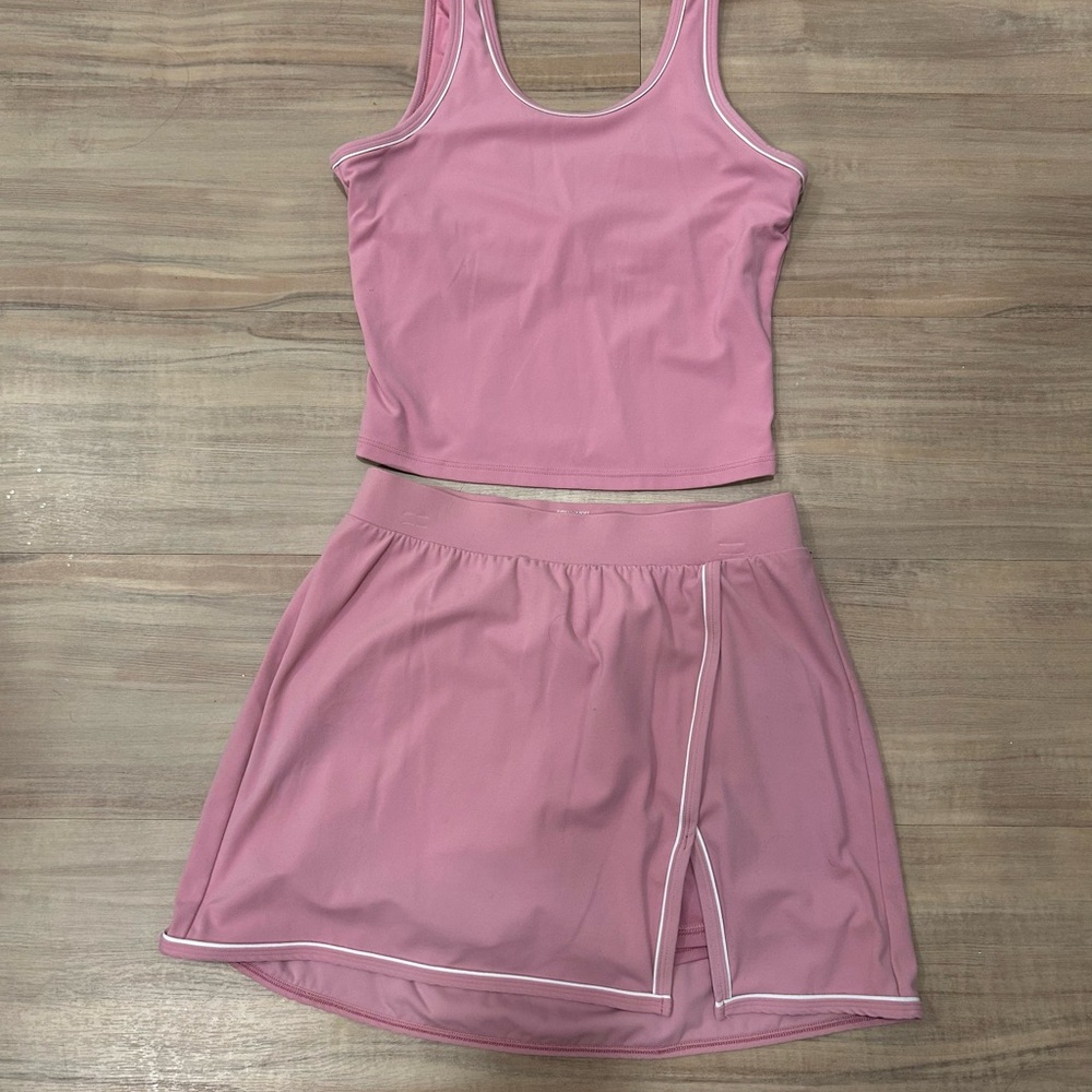 Pink Two-Piece Athletic Tank and Skort Set